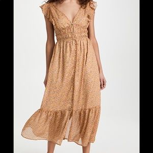 Astr Montreal Floral Ruffle Cutout Midi Dress